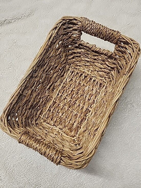 Other - Natural Woven Rectangular Storage Basket - Tan, Wicker Basket With Handles